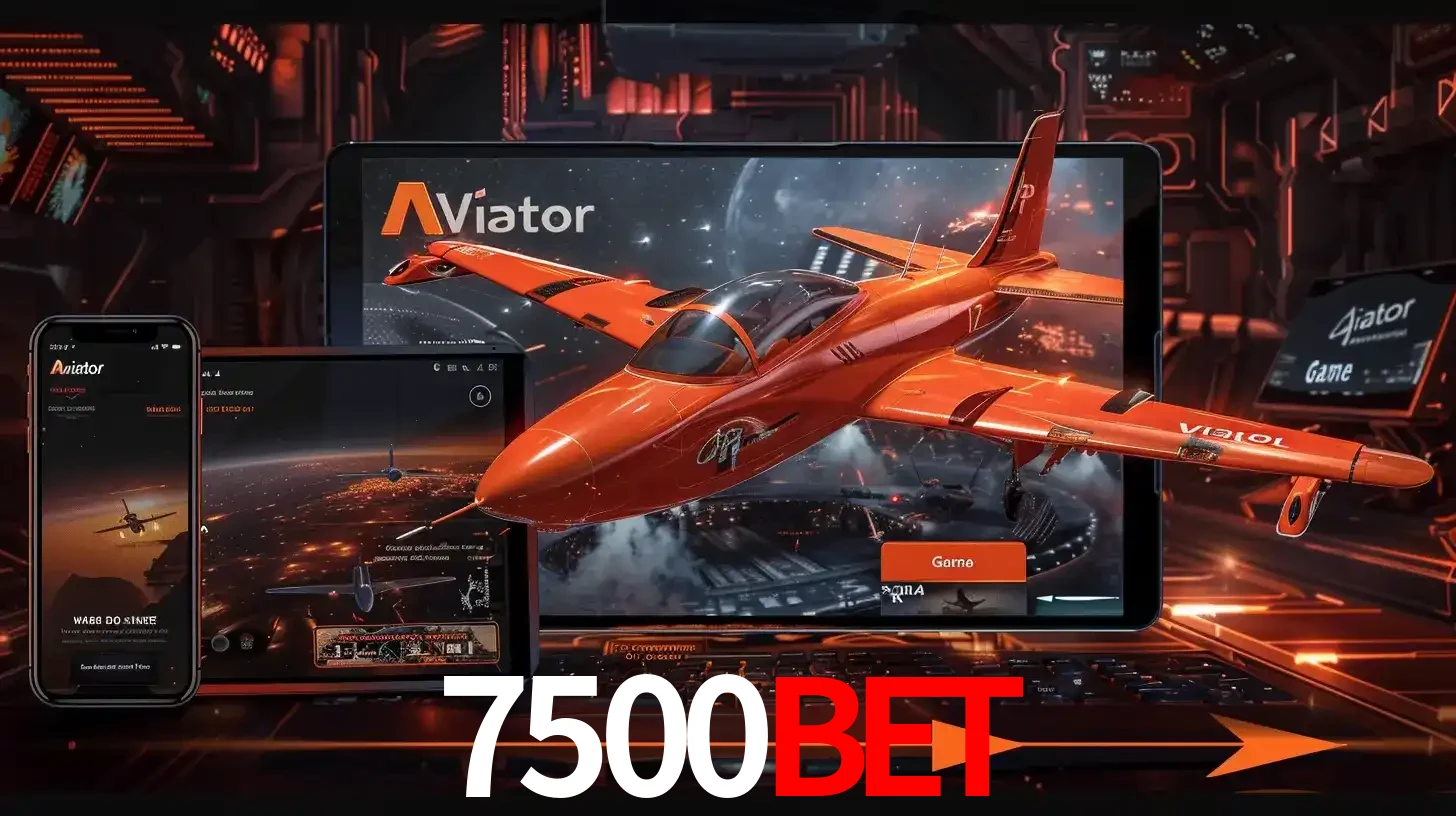 Apresentação tecnológica do jogo Aviator com um avião saindo da tela de um tablet, demonstrando a experiência imersiva em múltiplos dispositivos no 7500bet.