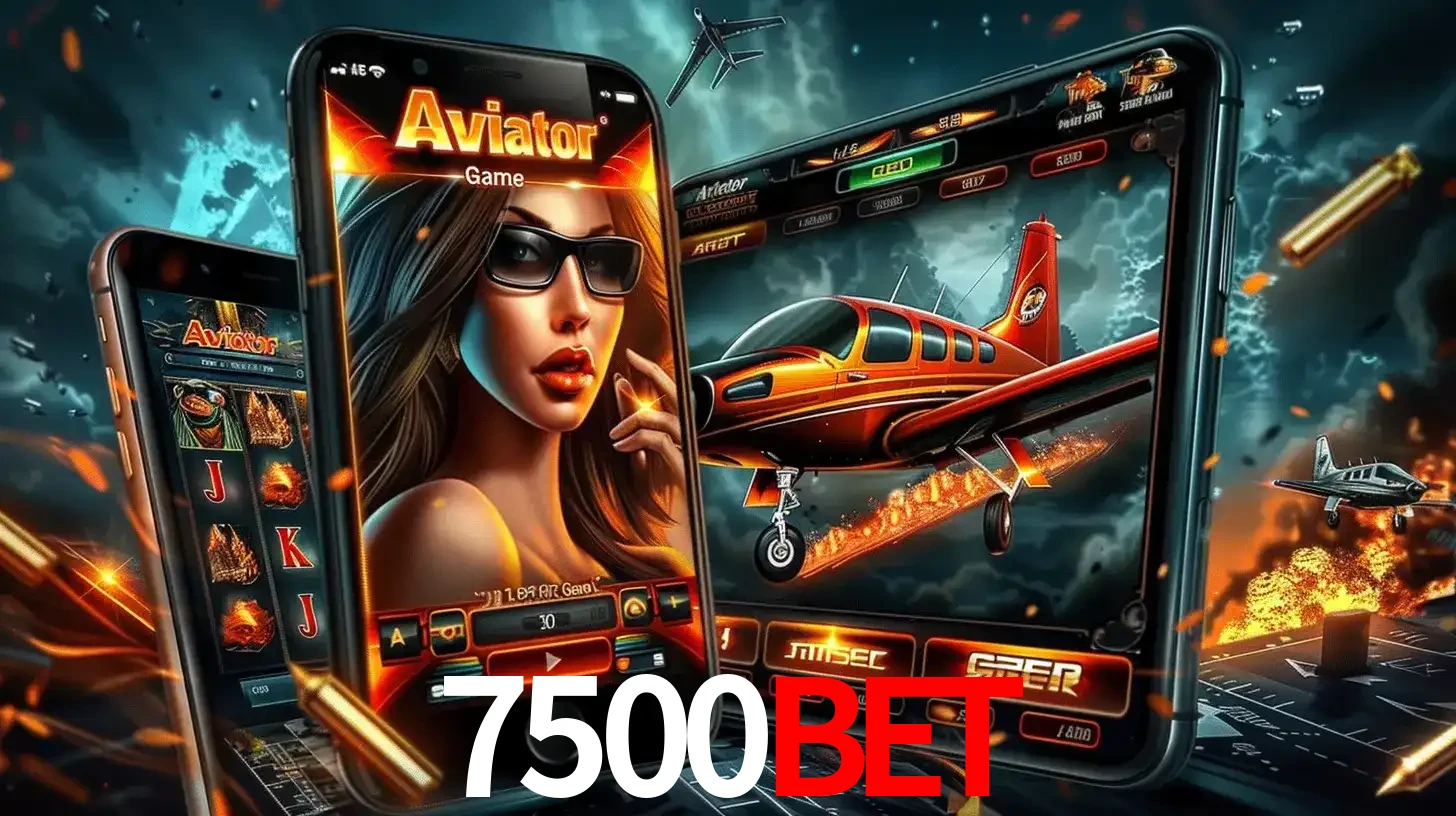 O popular jogo de apostas Aviator exibido em vários celulares e tablets, mostrando a interface emocionante e a ação de voo disponíveis para jogar agora no 7500bet.