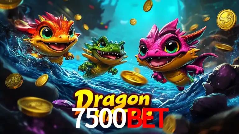 Arte promocional do jogo Dragon Hatch com três adoráveis dragões bebês nadando entre moedas de ouro, um dos slots mais divertidos para jogar no cassino 7500bet.