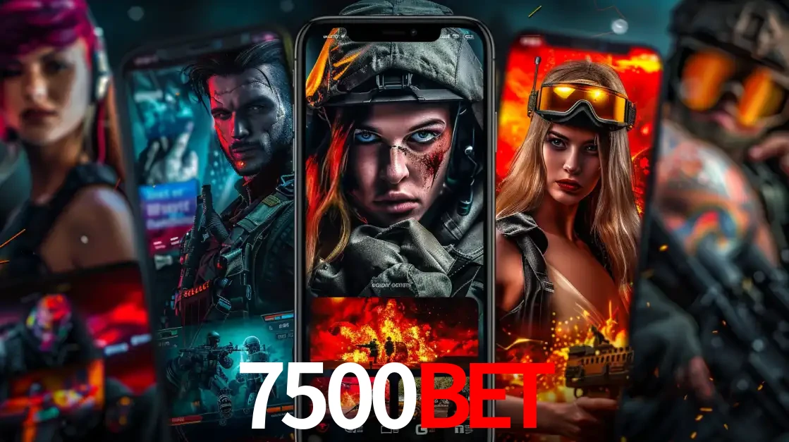 Montagem de telas de celular mostrando diversos personagens, masculinos e femininos, de um jogo de tiro, ilustrando a diversidade de equipes de e-sports para apostar no 7500bet.