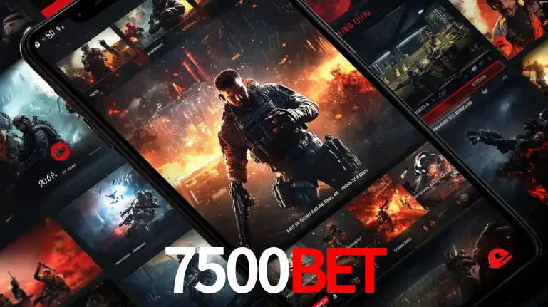 Tela de um celular exibindo uma galeria de jogos de tiro com temática militar, mostrando a variedade de e-sports disponíveis para apostas na plataforma de entretenimento 7500bet.