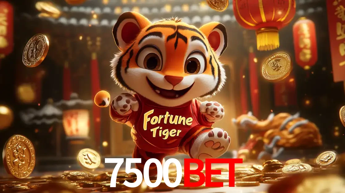 O alegre personagem do Fortune Tiger correndo sobre um caminho de moedas de ouro, simbolizando os grandes prêmios e a diversão do popular jogo de slot do 7500bet.