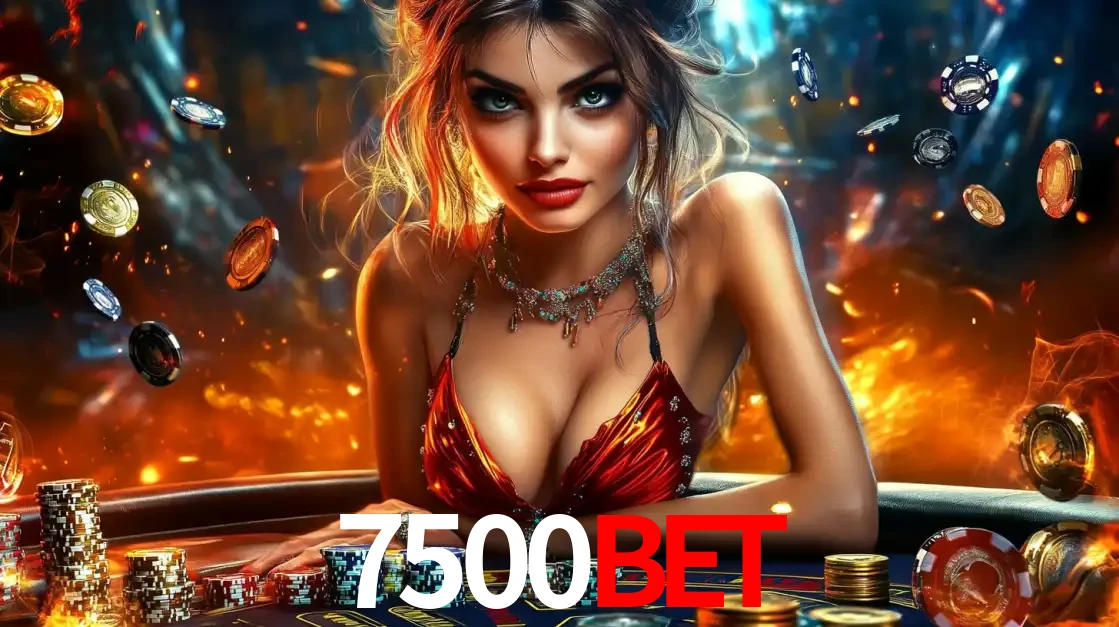 Mulher em uma mesa de cassino com pilhas de fichas e um fundo de fogo, pronta para uma rodada de altas apostas nos jogos de mesa emocionantes do cassino 7500bet.