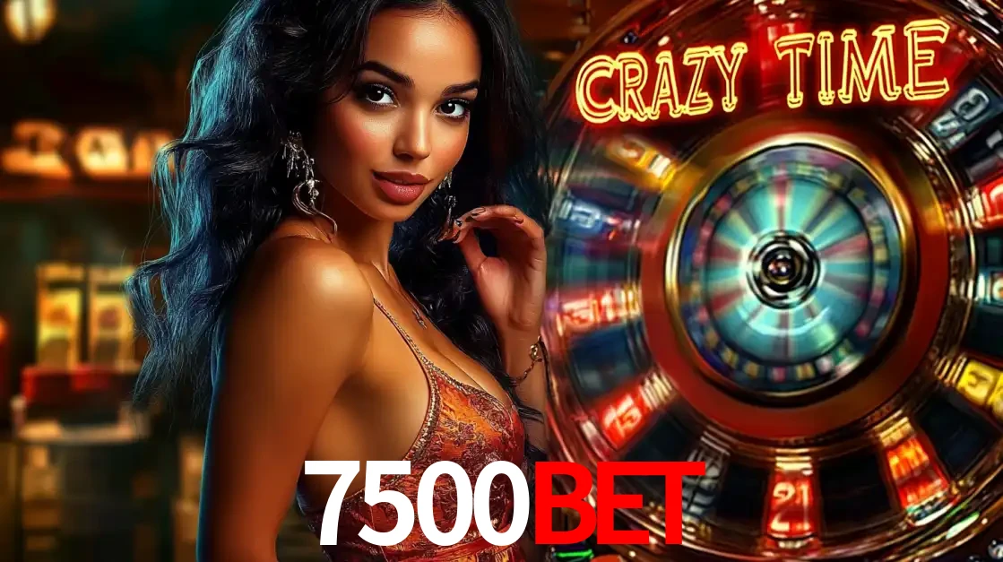 Mulher elegante ao lado da vibrante roda da fortuna do jogo de cassino ao vivo Crazy Time, um dos game shows mais populares e cheios de prêmios do 7500bet.